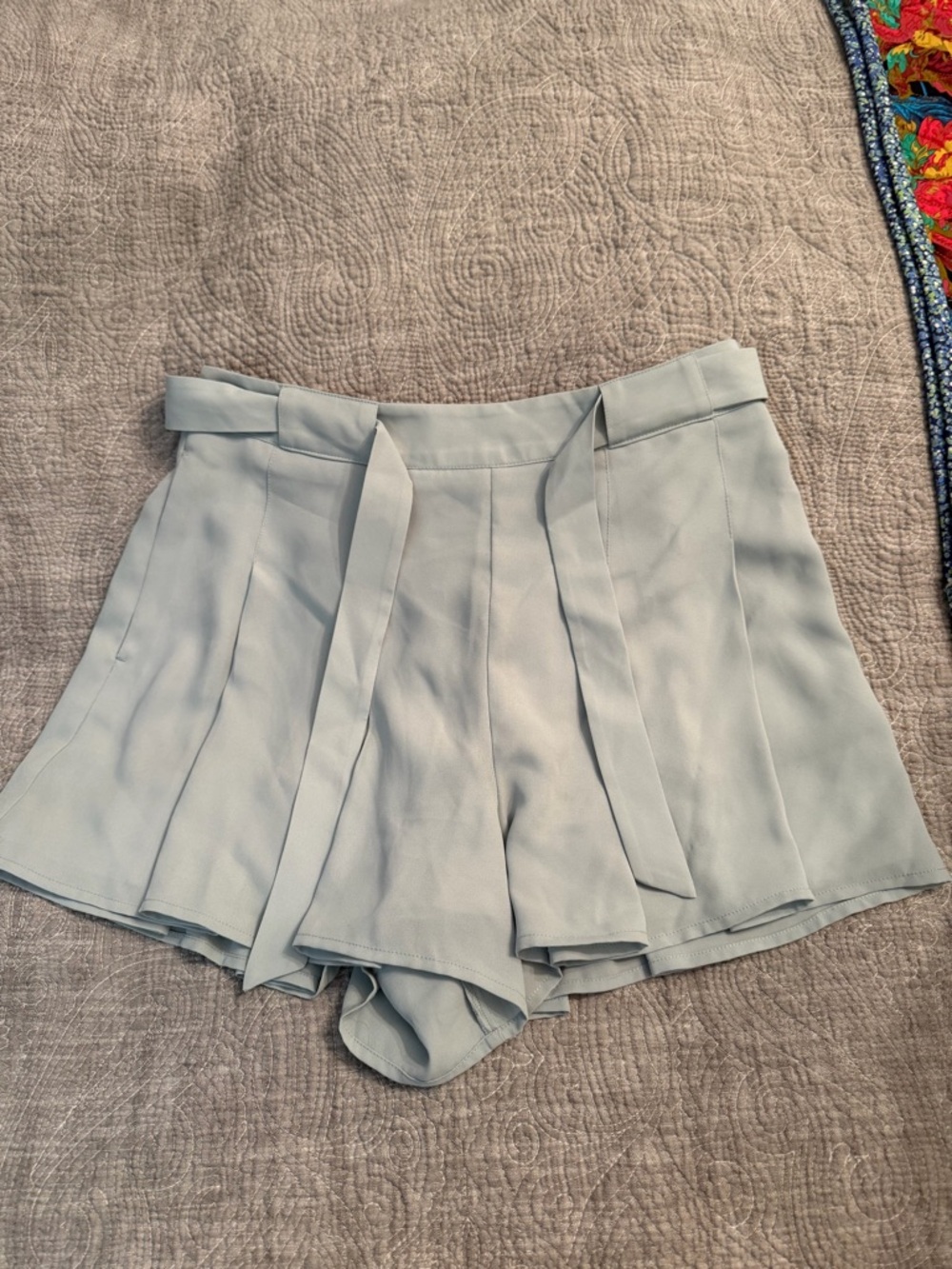 Sunday Best Light Blue Pleated Skort with Waist Ties